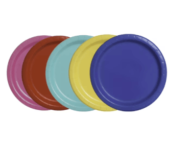 Assorted Colors Disposable Paper Dinner Plates, 9in, Multicolor, 10 Count, by Way To Celebrate