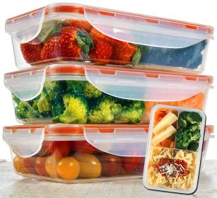 Bento Lunch Box 3pcs set 24oz Meal Prep Containers Microwavable BPA Free External Leak Proof Portion Control Container Dishwasher Friendly Snap L