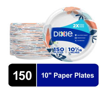 Dixie Everyday Disposable Paper Plates, 10", Multi-Color, 150 Count