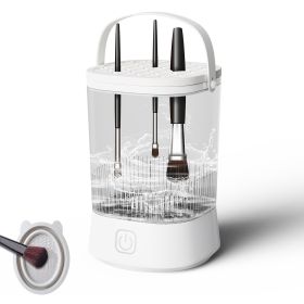 Electric Makeup Brush Cleaner - 9000 RPM Makeup Brush Cleaning Machine, Waterproof Automatic Makeup Brush Cleaner For Makeup Sponges And Brushes (Color: White)