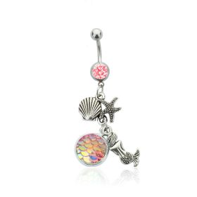 Colorful Shining Beauty Scale Navel Stud Accessories (Color: NC018 Pink Pink And Yellow)