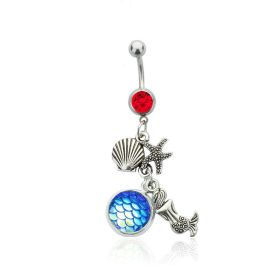 Colorful Shining Beauty Scale Navel Stud Accessories (Color: NC010 Big Red Diamond Blue)