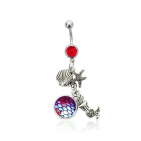 Colorful Shining Beauty Scale Navel Stud Accessories (Color: NC009 Big Red Diamond Red)