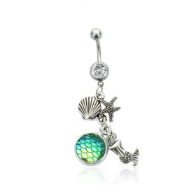 Colorful Shining Beauty Scale Navel Stud Accessories (Color: NC006 White Diamond Green)