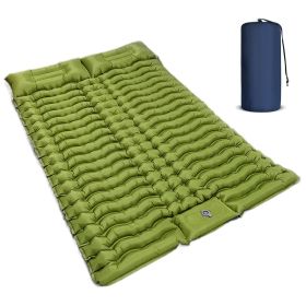 Single Inflatable Camping Mattress with Built in Pillow and Foot Pump Lightweight Sleeping Pad for Backpacking Hiking Travel and Tent Easy to Inf (Color: 2-Green)