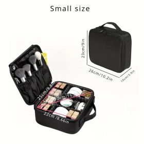 Large Capacity Travel Makeup Bag with Adjustable Dividers - High Quality Oxford Cloth Makeup Storage Box (Color: Black)