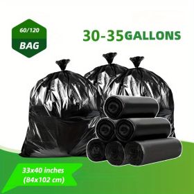 35 Gallon Heavy Duty Trash Bags 33x40 Inch - Commercial Grade 60/120 Count Thick Garbage Bags for Hospital, Restaurant, Yard Leaves (Black: 60 PCS)